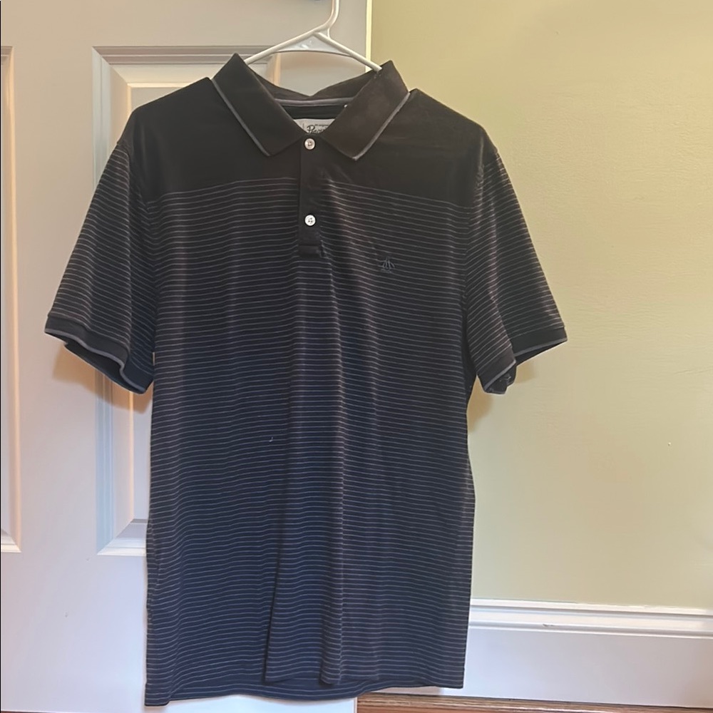 Original Penguin Dark Polo with Subtle Stripes